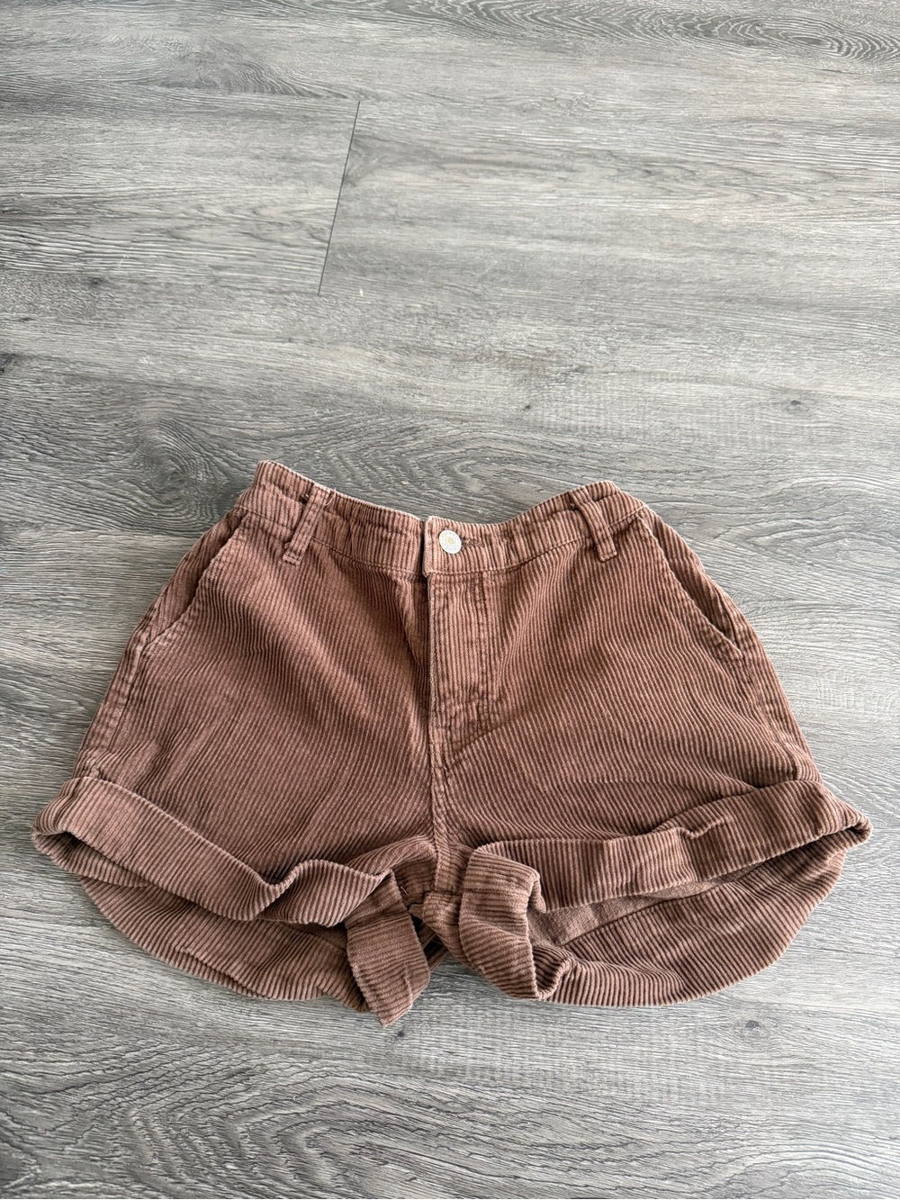 Forever 21 High-Waist Corduroy Shorts in Rust
